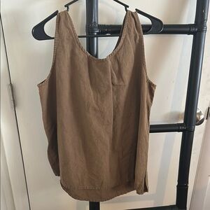 Flax Relaxed Brown Tank Top with Wide Straps